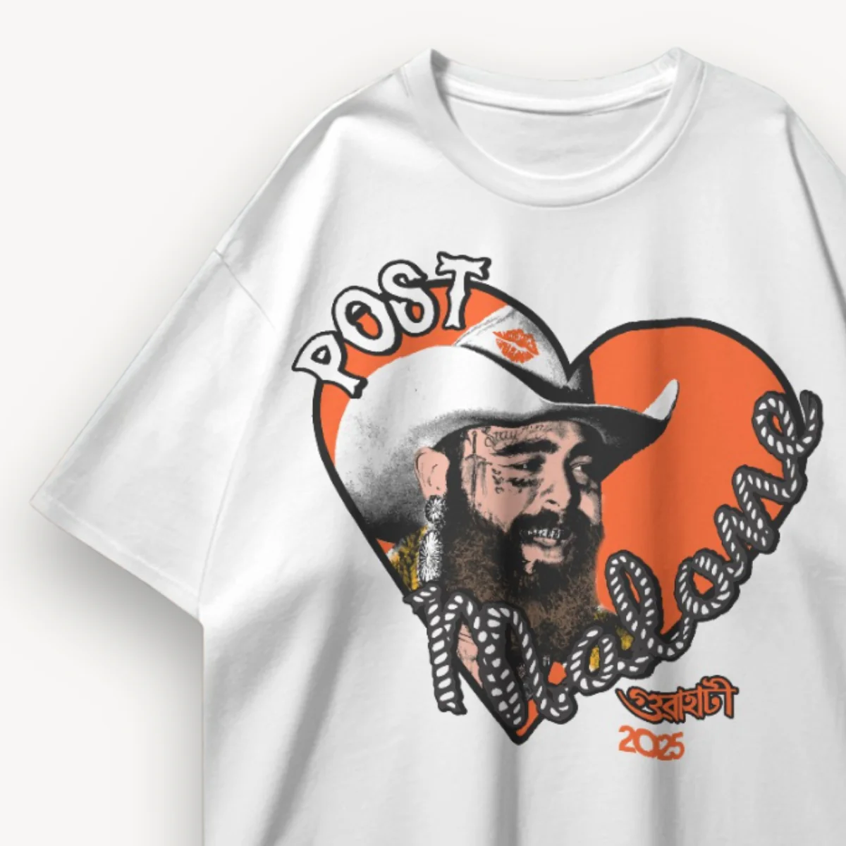 Post Malone Guwahati '25 Tour White Oversized Tee - Image 3