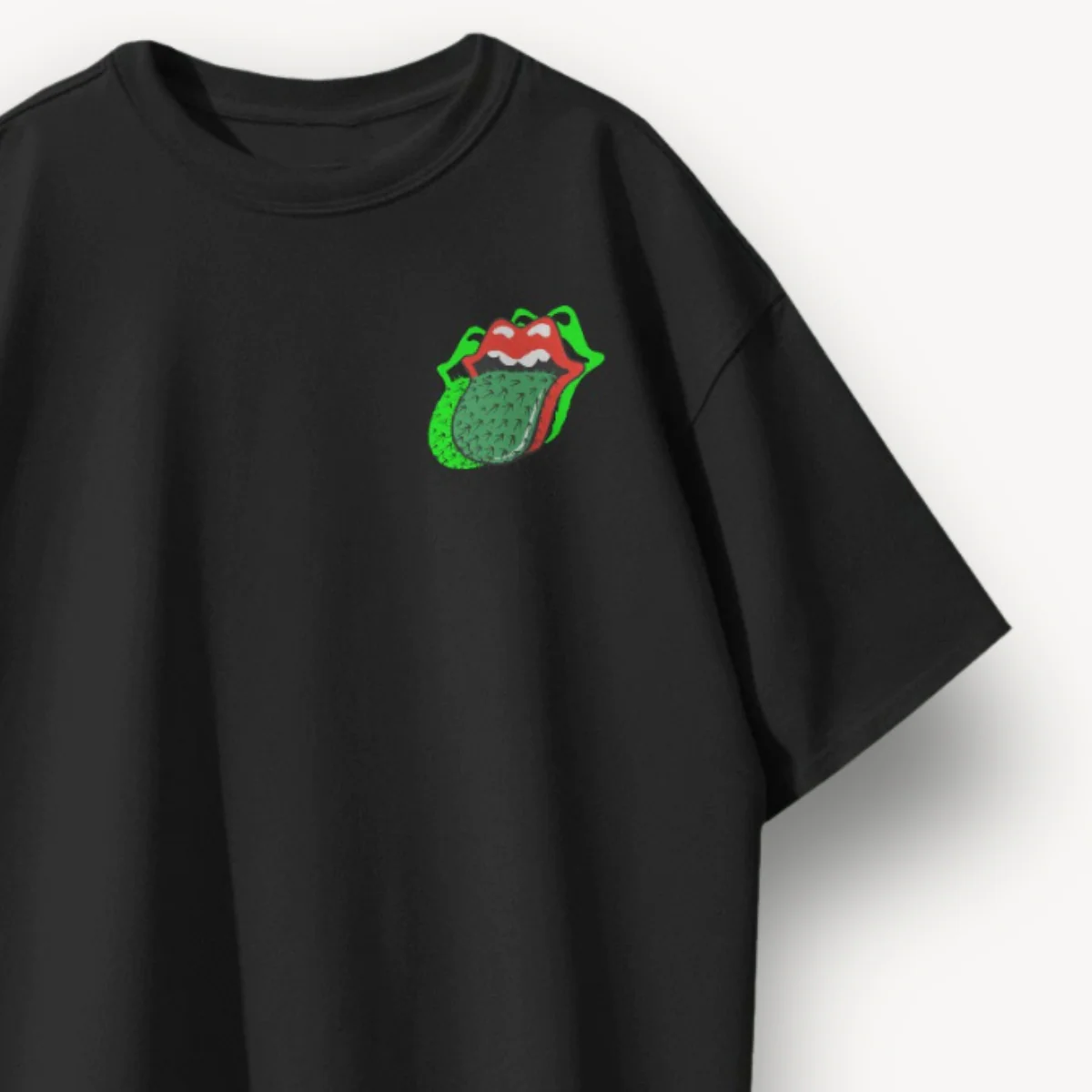 The Rolling Stones Cactus Tongue Black Oversized Tee - Image 3