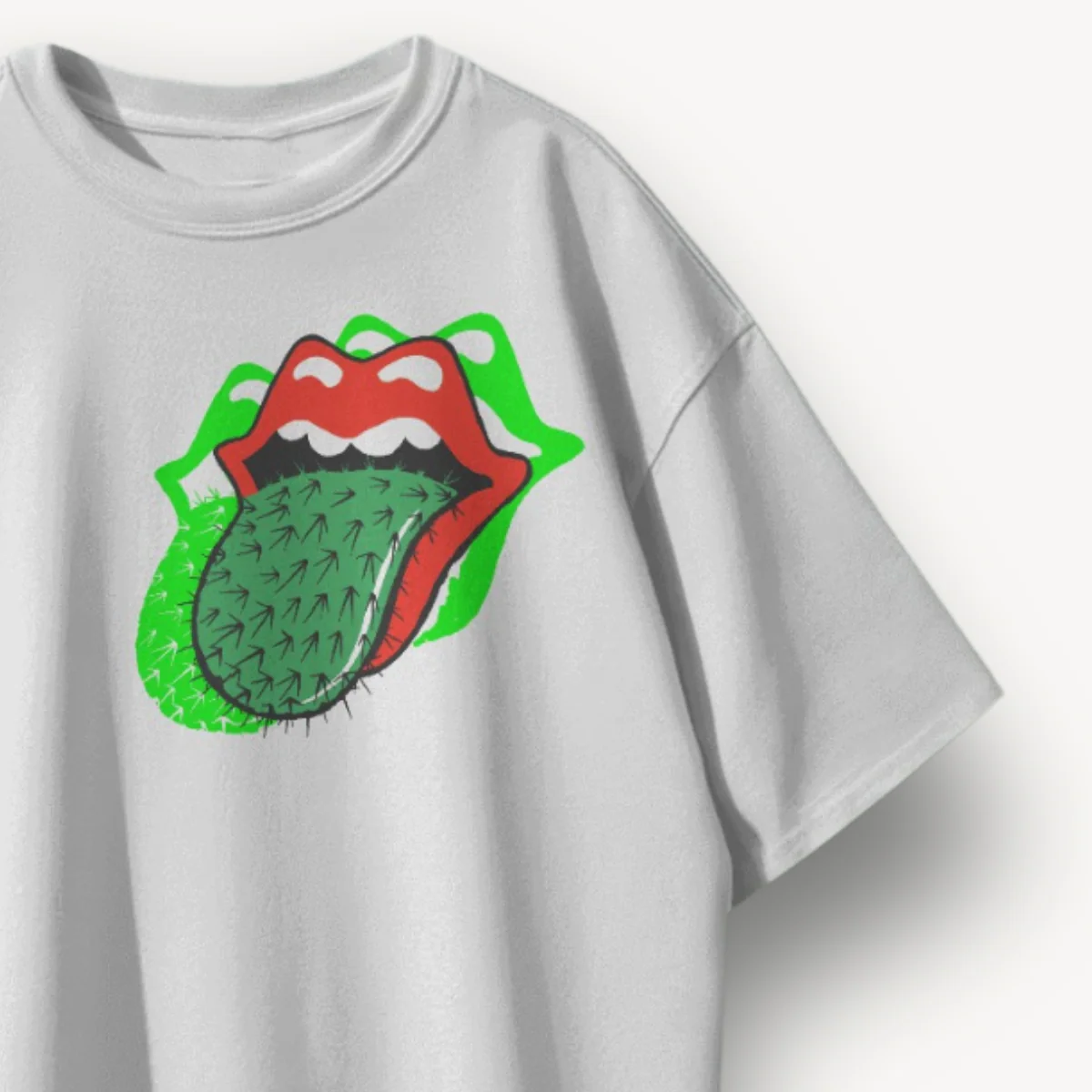 The Rolling Stones Cactus Tongue White Oversized Tee - Image 3