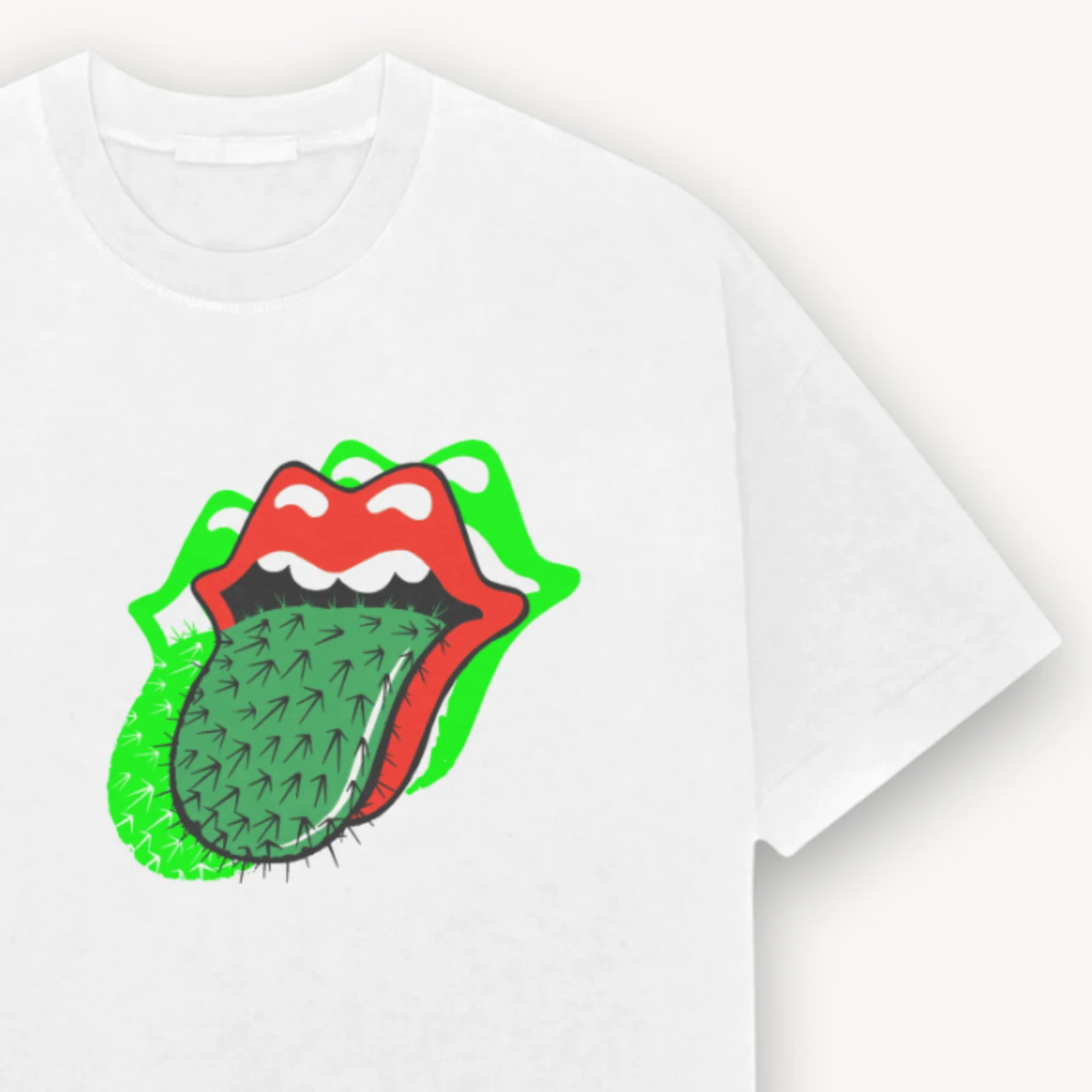 The Rolling Stones Cactus Tongue White Relaxed Tee - Image 3