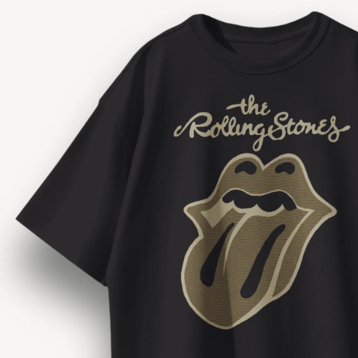 The Rolling Stones Classic Gold Logo Black Oversized Tee - Image 3