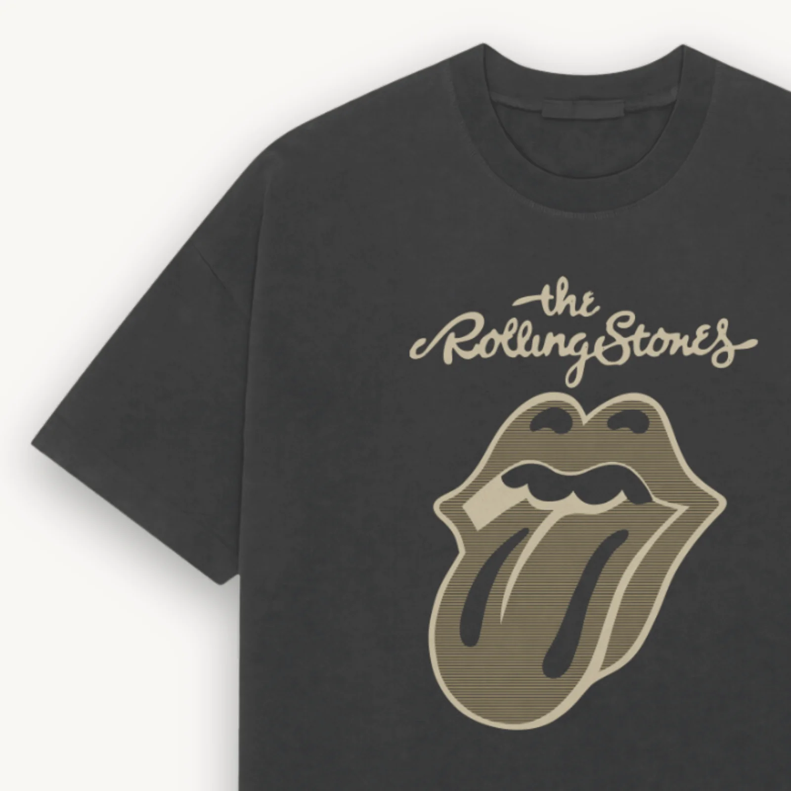 The Rolling Stones Classic Gold Logo Black Relaxed Tee - Image 3