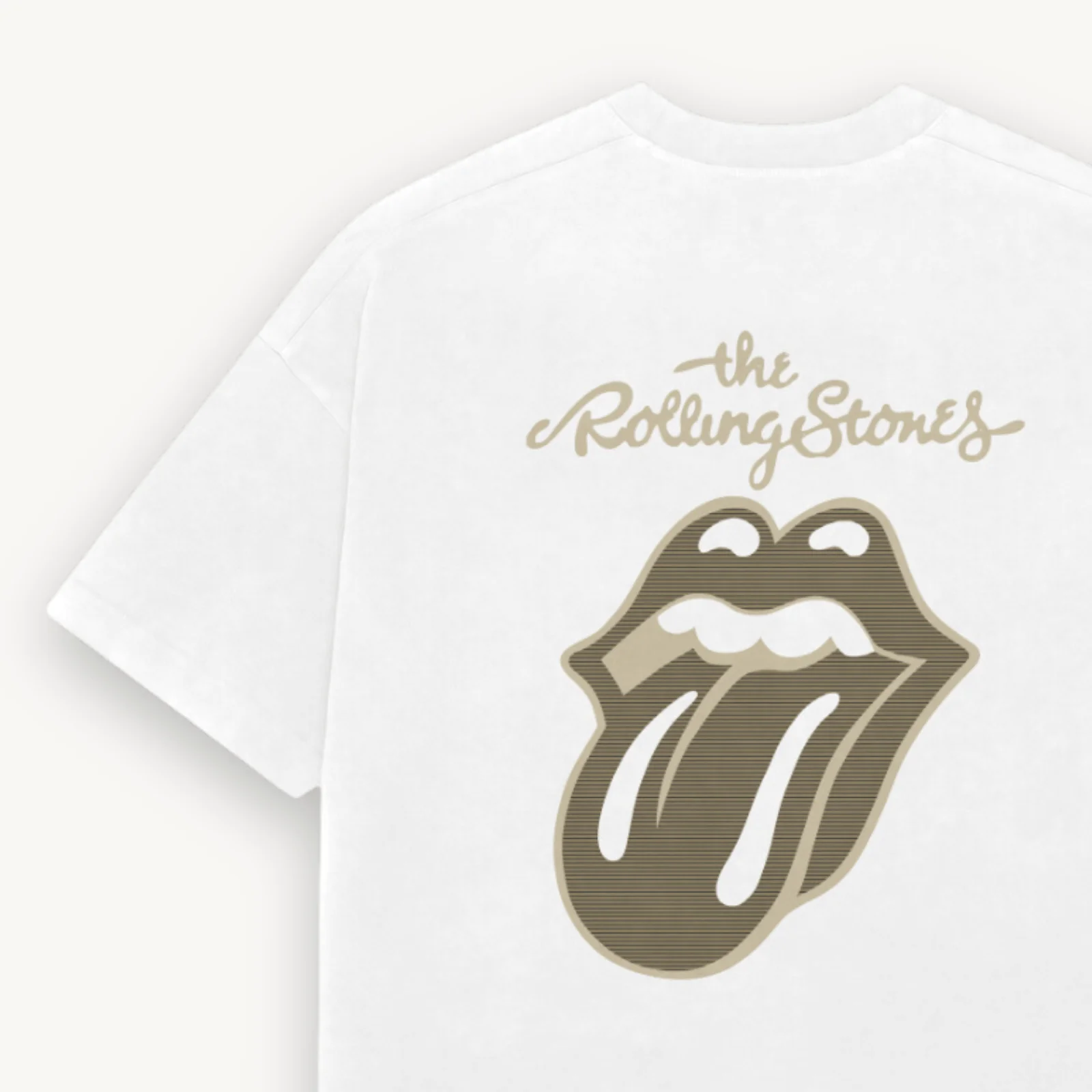 The Rolling Stones Classic Gold Logo White Relaxed Tee - Image 3