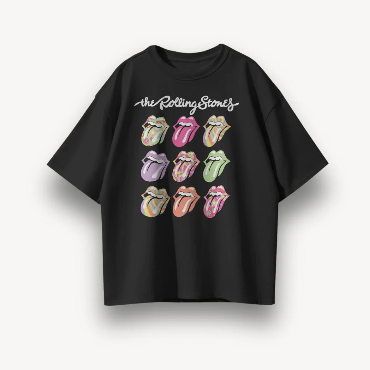 The Rolling Stones Funky Tongue Black Oversized Tee