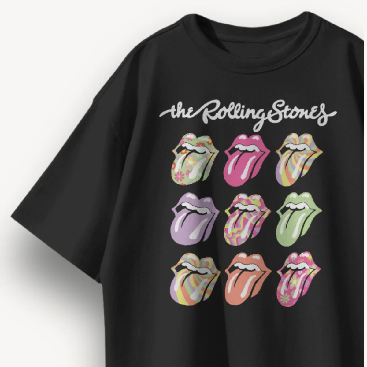 The Rolling Stones Funky Tongue Black Oversized Tee - Image 3