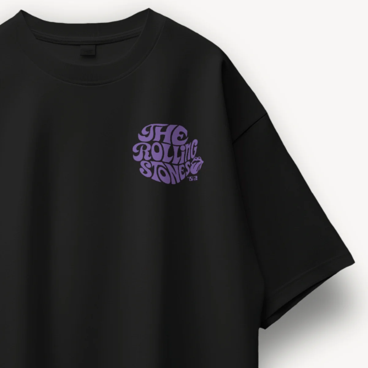 The Rolling Stones Logo Black Oversized Tee - Image 3