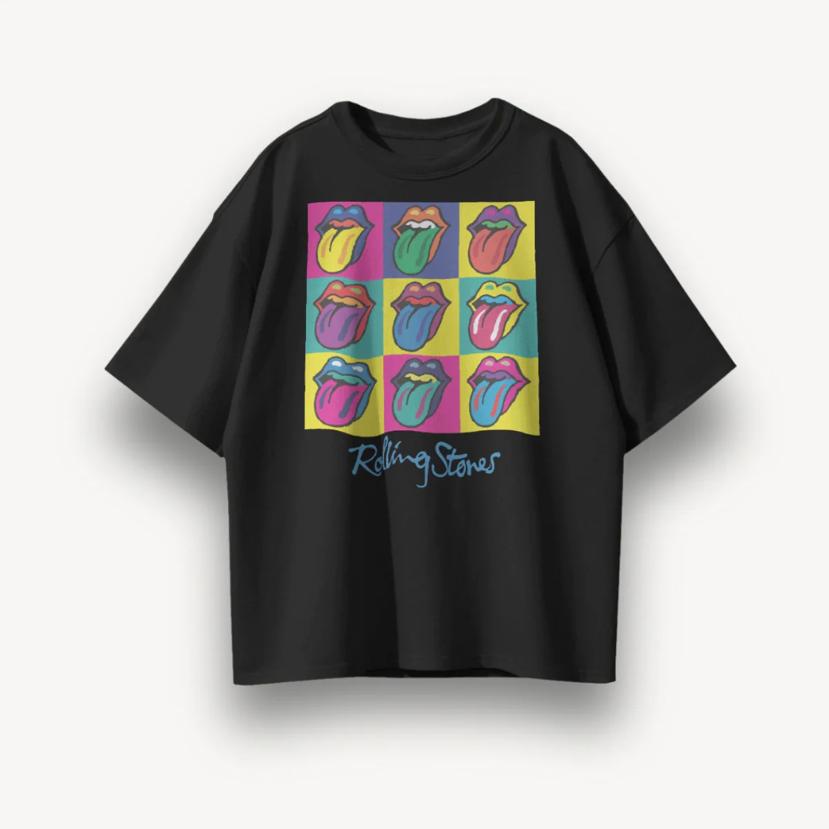 The Rolling Stones Pop Tongue Black Oversized Tee