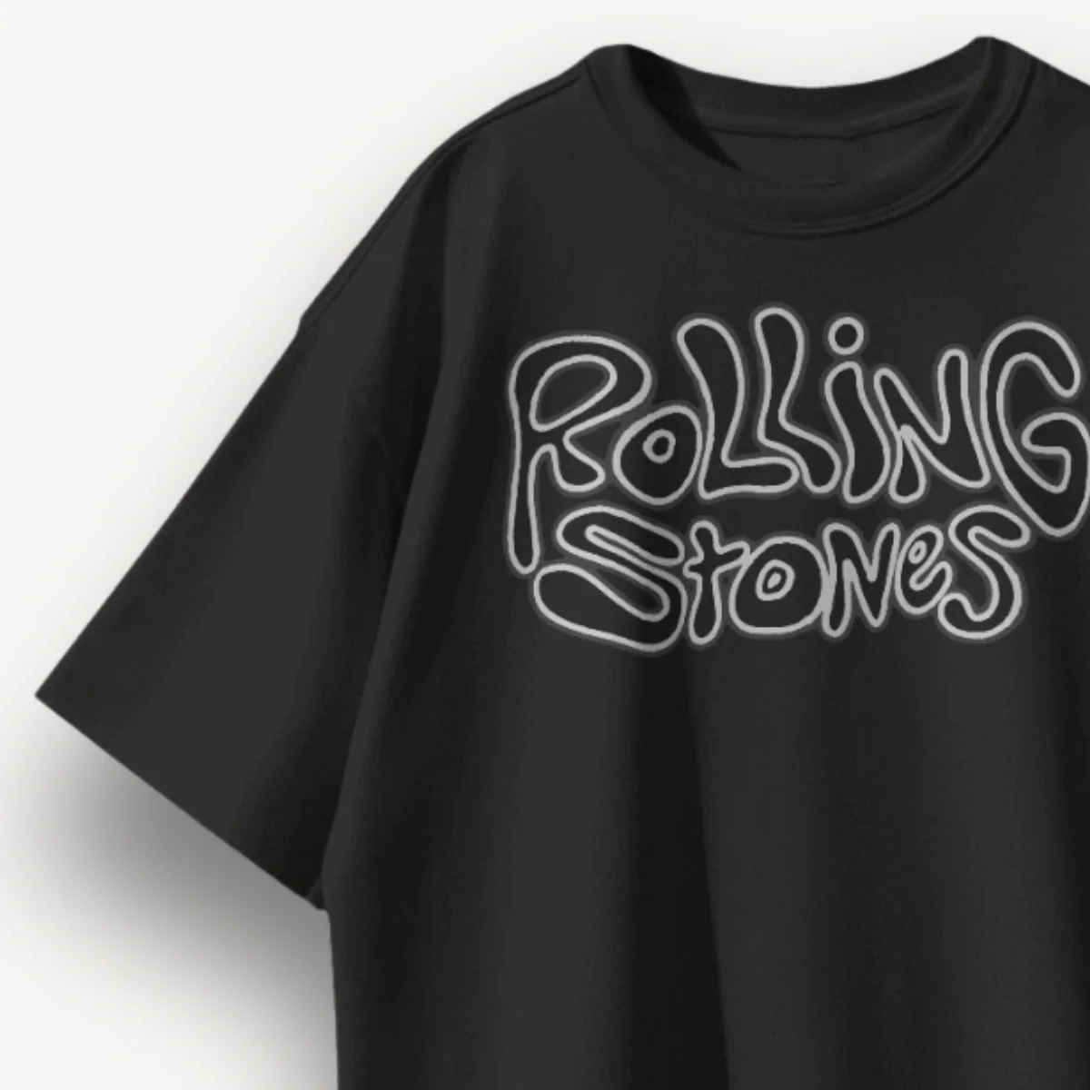 The Rolling Stones Stars Tongue Black Oversized Tee - Image 3