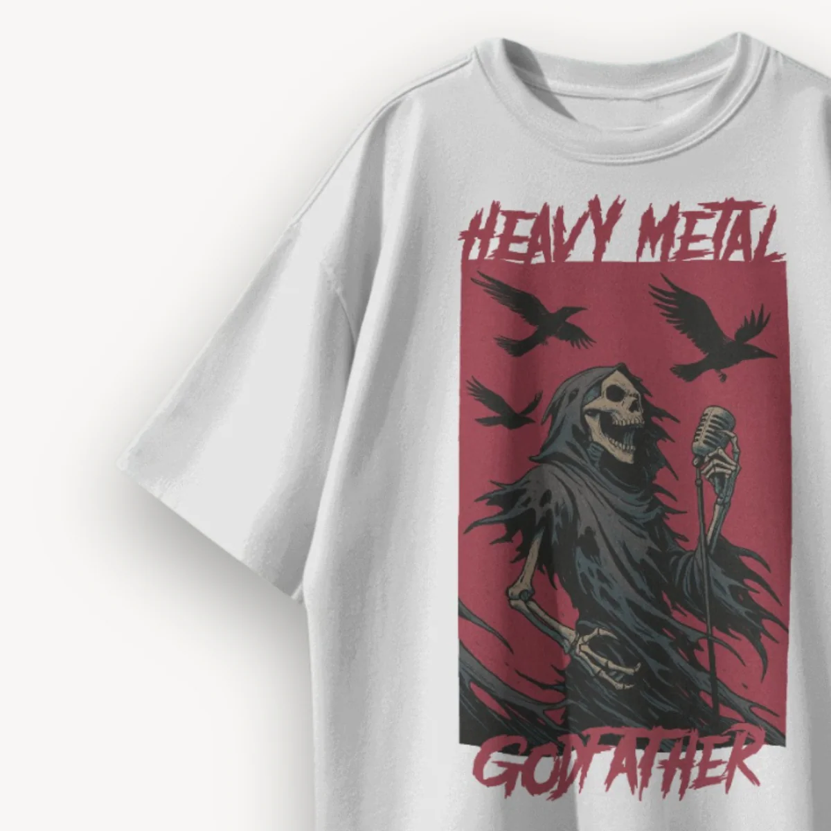 TNC Heavy Metal Godfather White Oversized Tee - Image 3