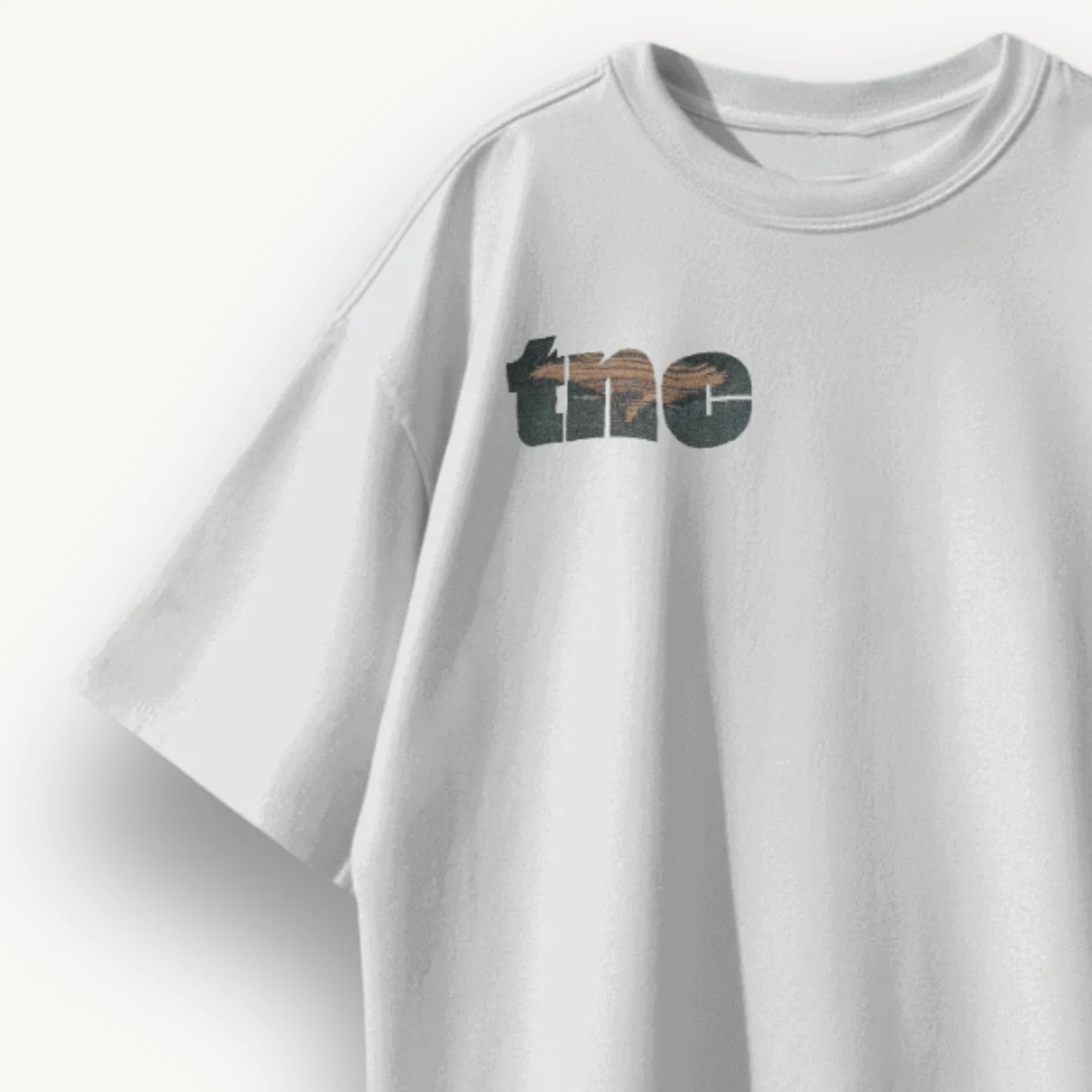 TNC Noise Weave Logo Sage Green Oversized Tee - Image 3