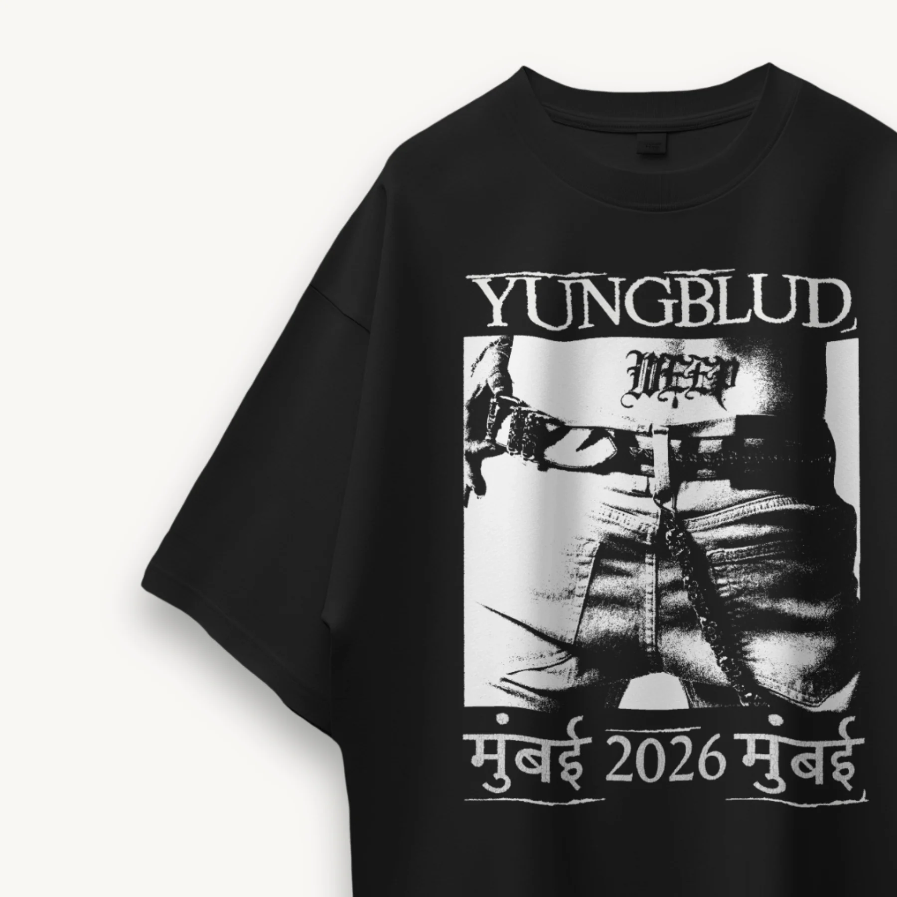 Yungblud Mumbai '26 IDOLS Black Oversized Tee - Image 3